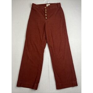 Marine Layer Corduroy Pants Women's Size 10 Red Bridget Wide Leg Flared 15334